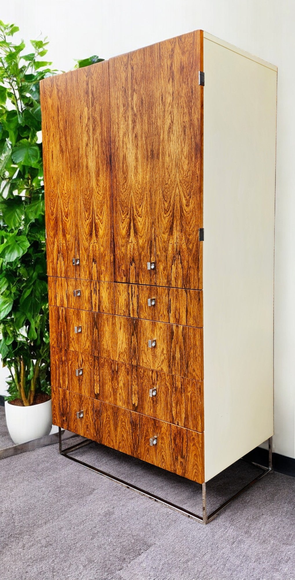 RESTORED Mid Century Modern Rosewood Dresser Armoire by Roger Rougie