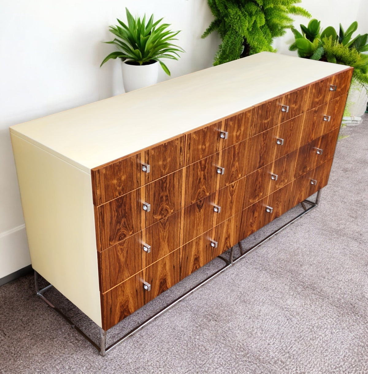 RESTORED Mid Century Modern Rosewood Dresser & Armoire by Roger Rougier
