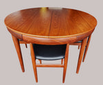 REFINISHED Danish MCM Roundette Teak Extension Table & 6 Chairs (4-legged) by Hans Olsen 11