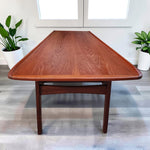 REFINISHED  Mid Century Modern Teak Coffee Table with Slatted Shelf 5 ft 2