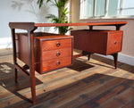REFINISHED Mid Century Modern Teak Desk with Bookcase Back by Punch 12