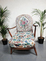 RESTORED Mid Century Modern Elm Armchair by Ercol, fleur-de-lis 7