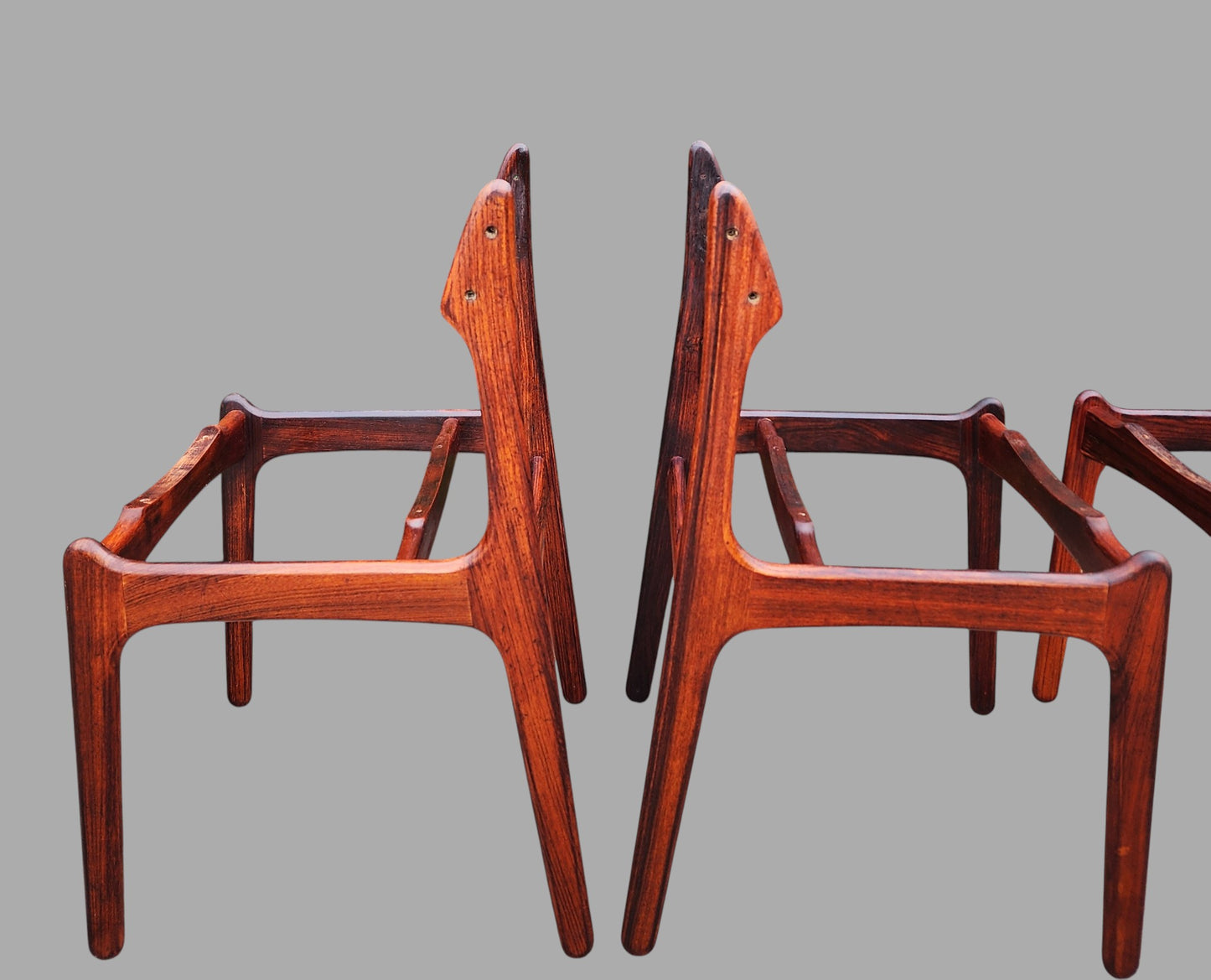 6 REFINISHED will be REUPHOLSTERED Danish MCM Rosewood Chairs by Erik Buch #49