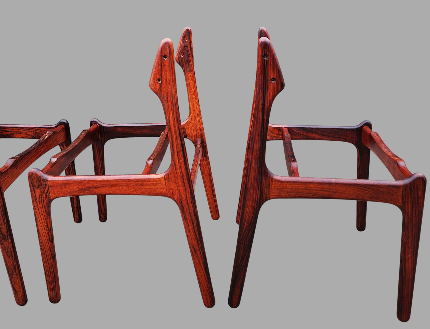 6 REFINISHED will be REUPHOLSTERED Danish MCM Rosewood Chairs by Erik Buch #49