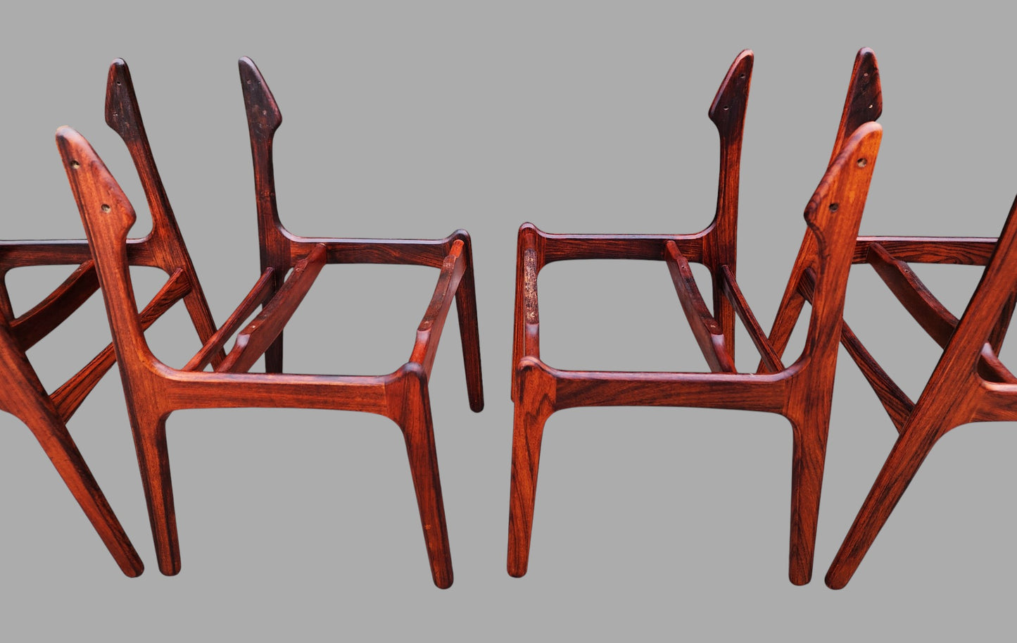 6 REFINISHED will be REUPHOLSTERED Danish MCM Rosewood Chairs by Erik Buch #49