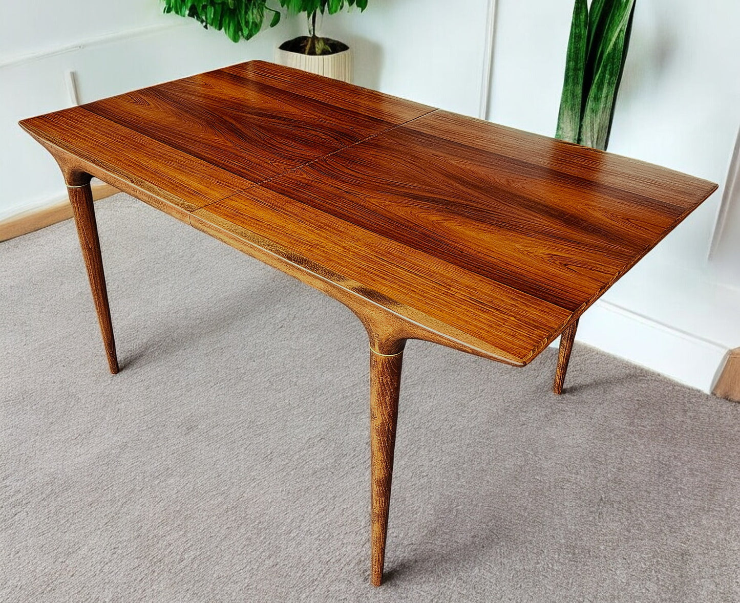 REFINISHED MCM Rosewood Table w 2 leaves 59" - 95", "Cortina" by Svante Skogh, Sweden