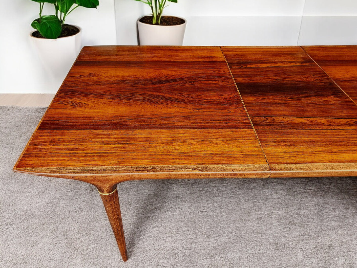 REFINISHED MCM Rosewood Table w 2 leaves 59" - 95", "Cortina" by Svante Skogh, Sweden