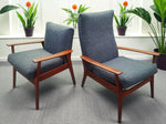 REFINISHED MCM Teak Loveseat Daybed & 3 Armchairs by Toothill, UK REUPHOLSTERED 11