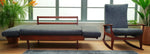 REFINISHED MCM Teak Loveseat Daybed & 3 Armchairs by Toothill, UK REUPHOLSTERED 4