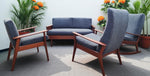 REFINISHED MCM Teak Loveseat Daybed & 3 Armchairs by Toothill, UK REUPHOLSTERED 7