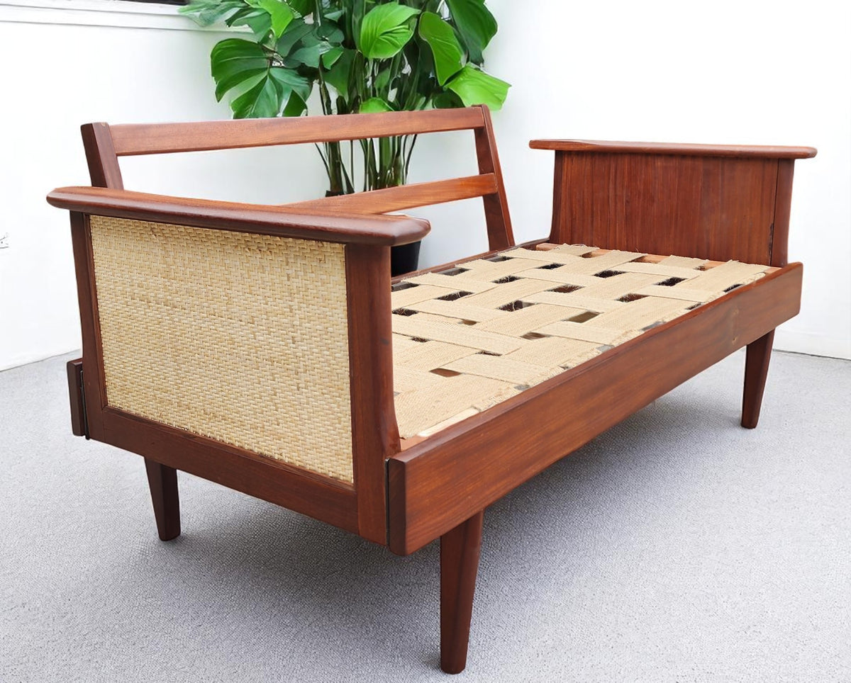 REFINISHED MCM Teak Loveseat Daybed & 3 Armchairs by Toothill, UK REUPHOLSTERED