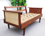 REFINISHED MCM Teak Loveseat Daybed & 3 Armchairs by Toothill, UK REUPHOLSTERED 15