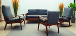 REFINISHED MCM Teak Loveseat Daybed & 3 Armchairs by Toothill, UK REUPHOLSTERED 5