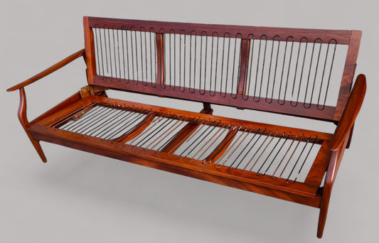 REFINISHED Mid Century Modern Solid Teak Sofa - Bed, no cushions