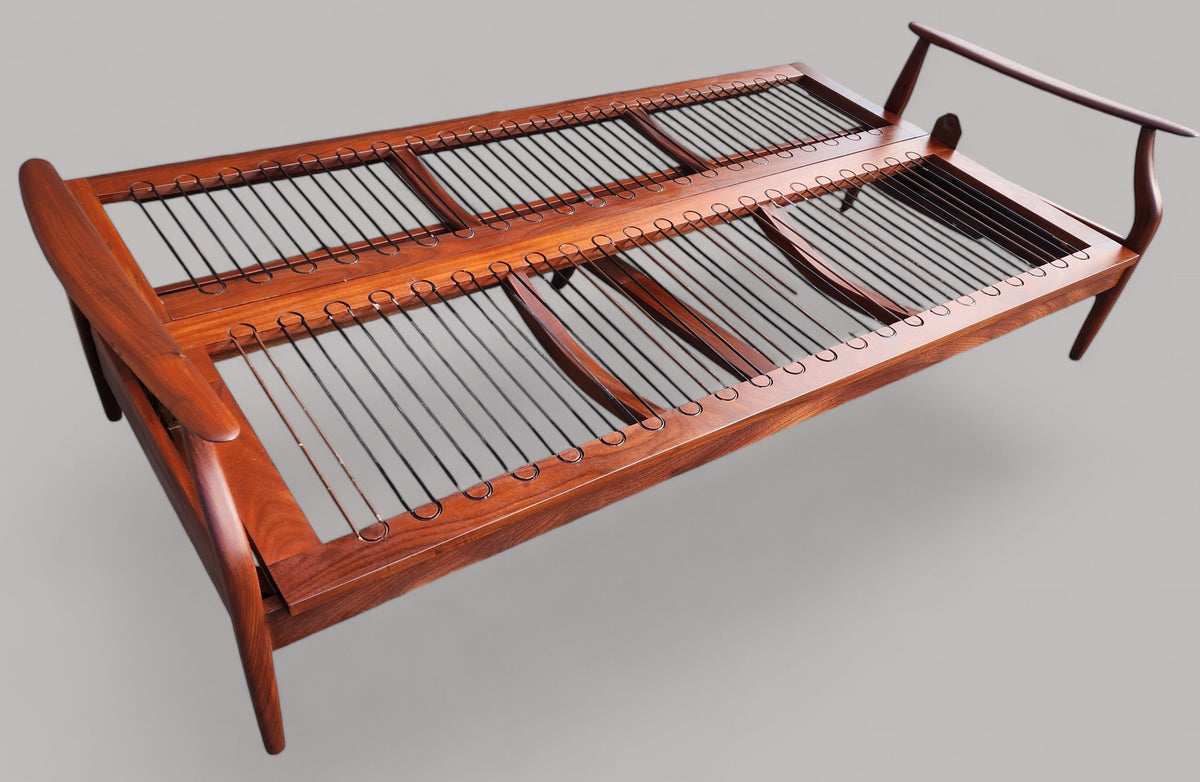 REFINISHED Mid Century Modern Solid Teak Sofa - Bed, no cushions