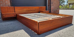 REFINISHED Mid Century Modern Teak Queen Bed w Floating Nightstands 10