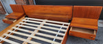 REFINISHED Mid Century Modern Teak Queen Bed w Floating Nightstands 11
