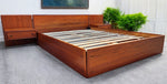 REFINISHED Mid Century Modern Teak Queen Bed w Floating Nightstands 9