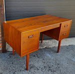 REFINISHED Mid Century Modern Teak Desk with Finished Back 7