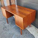 REFINISHED Mid Century Modern Teak Desk with Finished Back 8