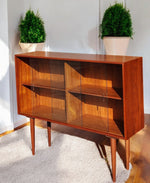 REFINISHED Mid Century Modern Teak Display Bookcase 4 ft 2
