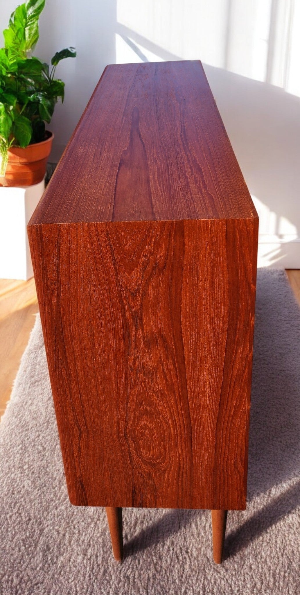 REFINISHED Mid Century Modern Teak Display Bookcase 4 ft