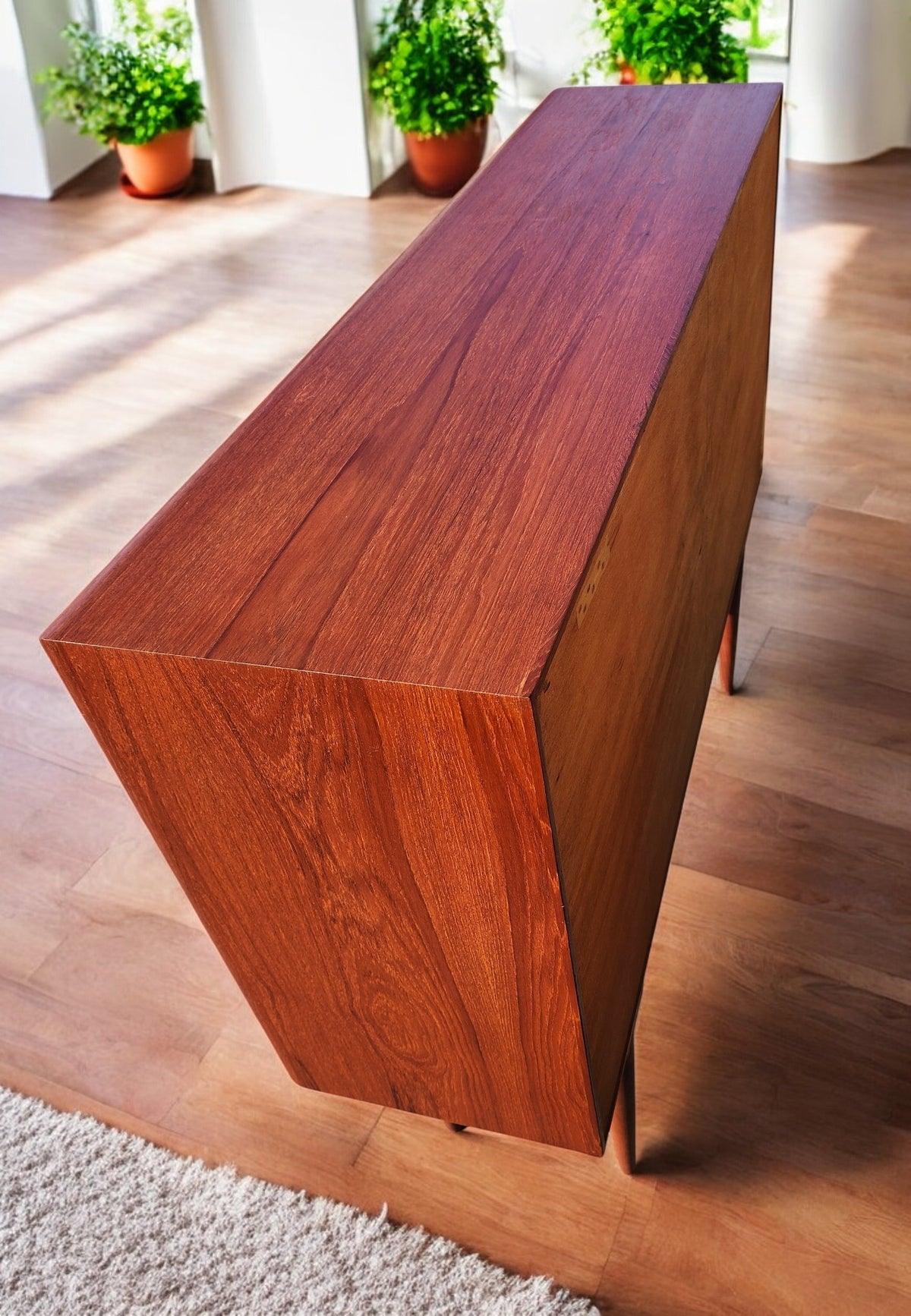 REFINISHED Mid Century Modern Teak Display Bookcase 4 ft