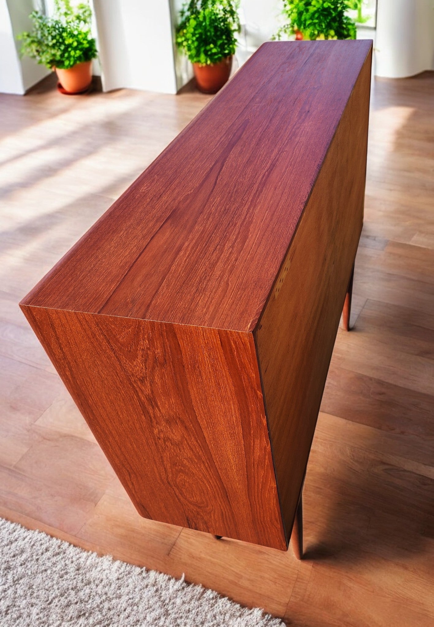 REFINISHED Mid Century Modern Teak Display Bookcase 4 ft