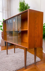 REFINISHED Mid Century Modern Teak Display Bookcase 4 ft 8