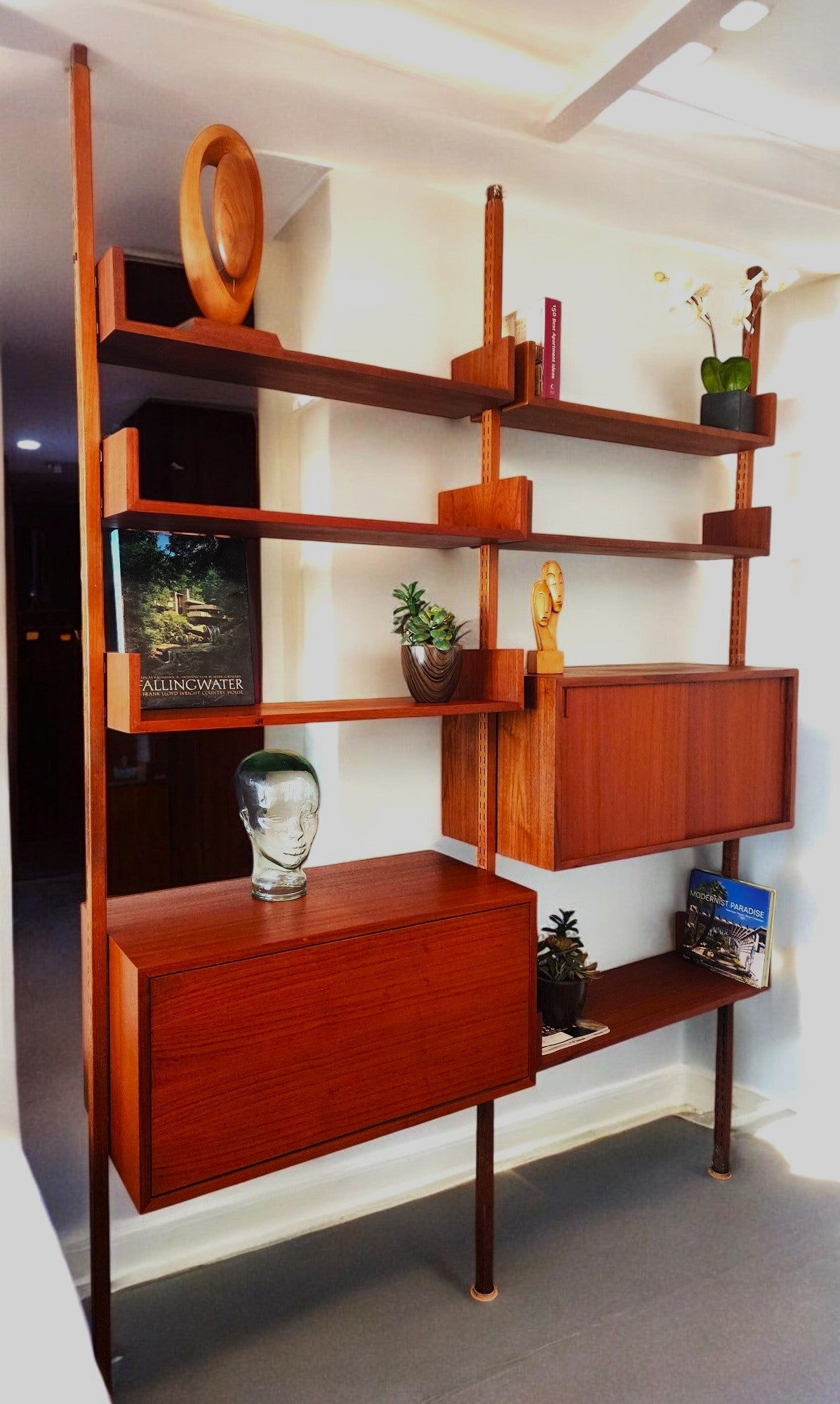 REFINISHED Mid Century Modern  Free-Standing Teak Modular Wall Unit by REFF , opt2