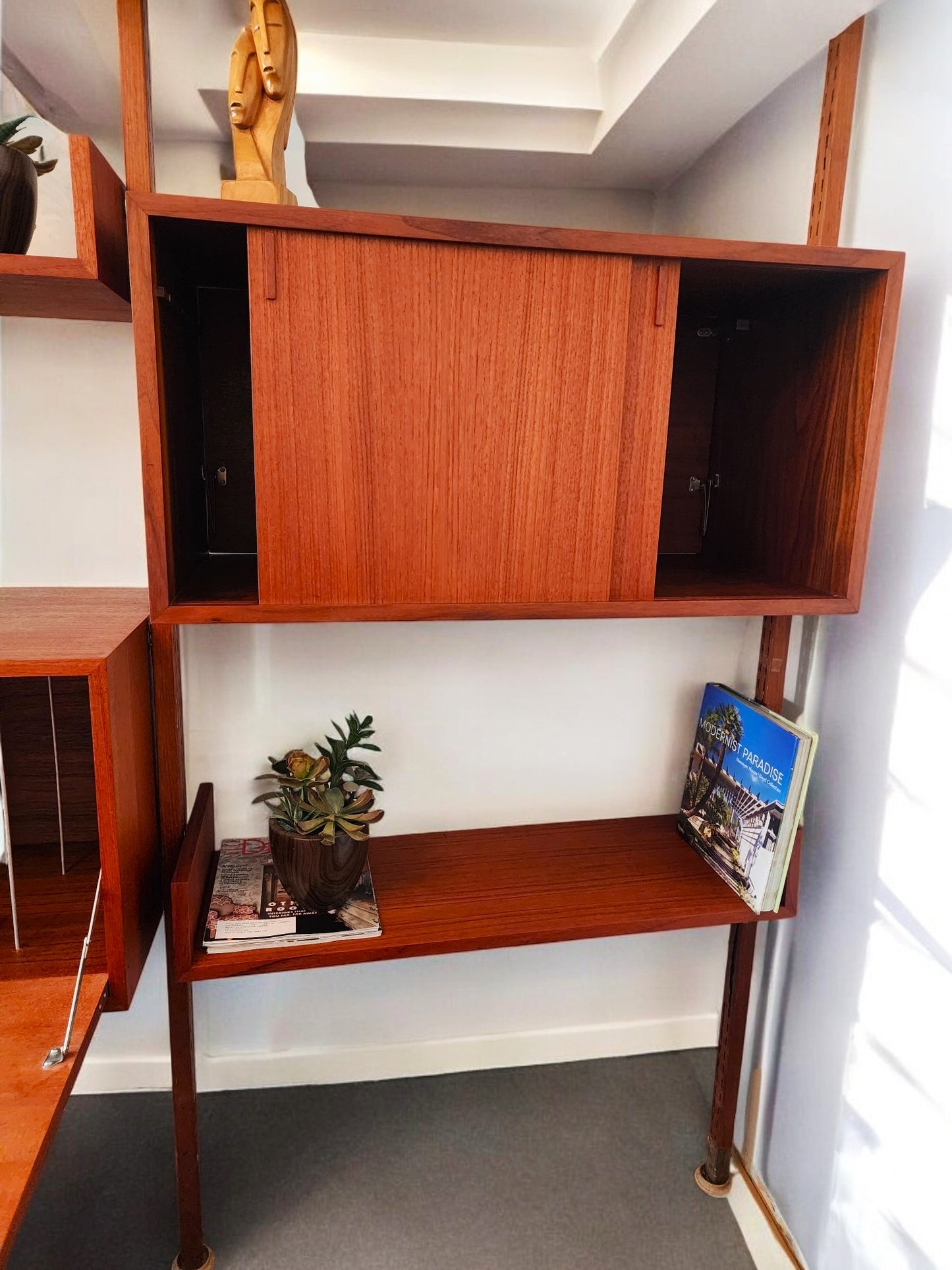 REFINISHED Mid Century Modern  Free-Standing Teak Modular Wall Unit by REFF , opt2