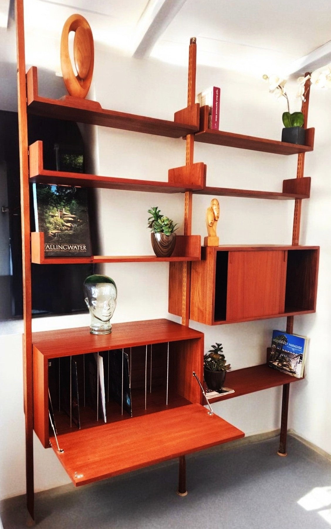 REFINISHED Mid Century Modern  Free-Standing Teak Modular Wall Unit by REFF , opt2