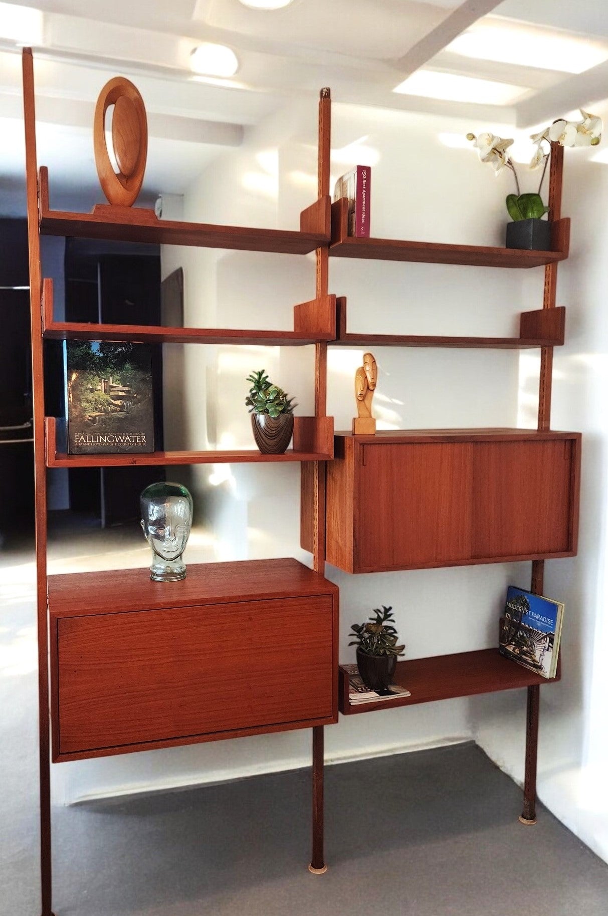 REFINISHED Mid Century Modern  Free-Standing Teak Modular Wall Unit by REFF , opt2