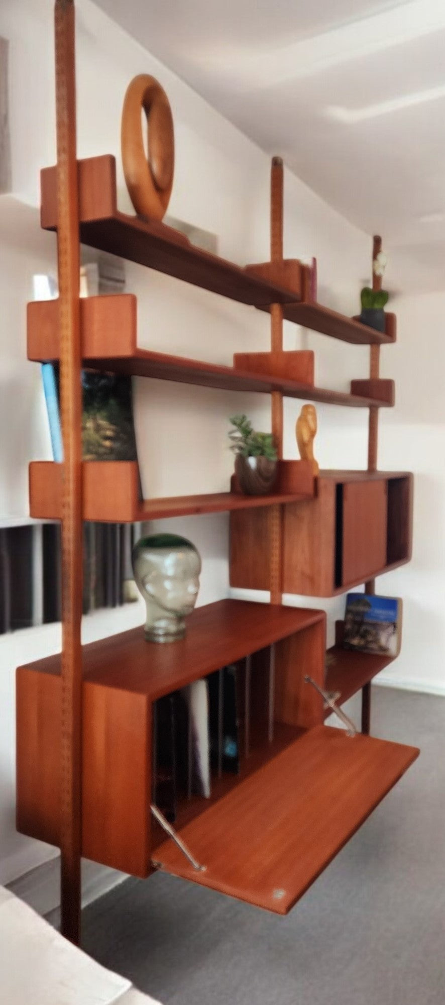 REFINISHED Mid Century Modern  Free-Standing Teak Modular Wall Unit by REFF , opt2