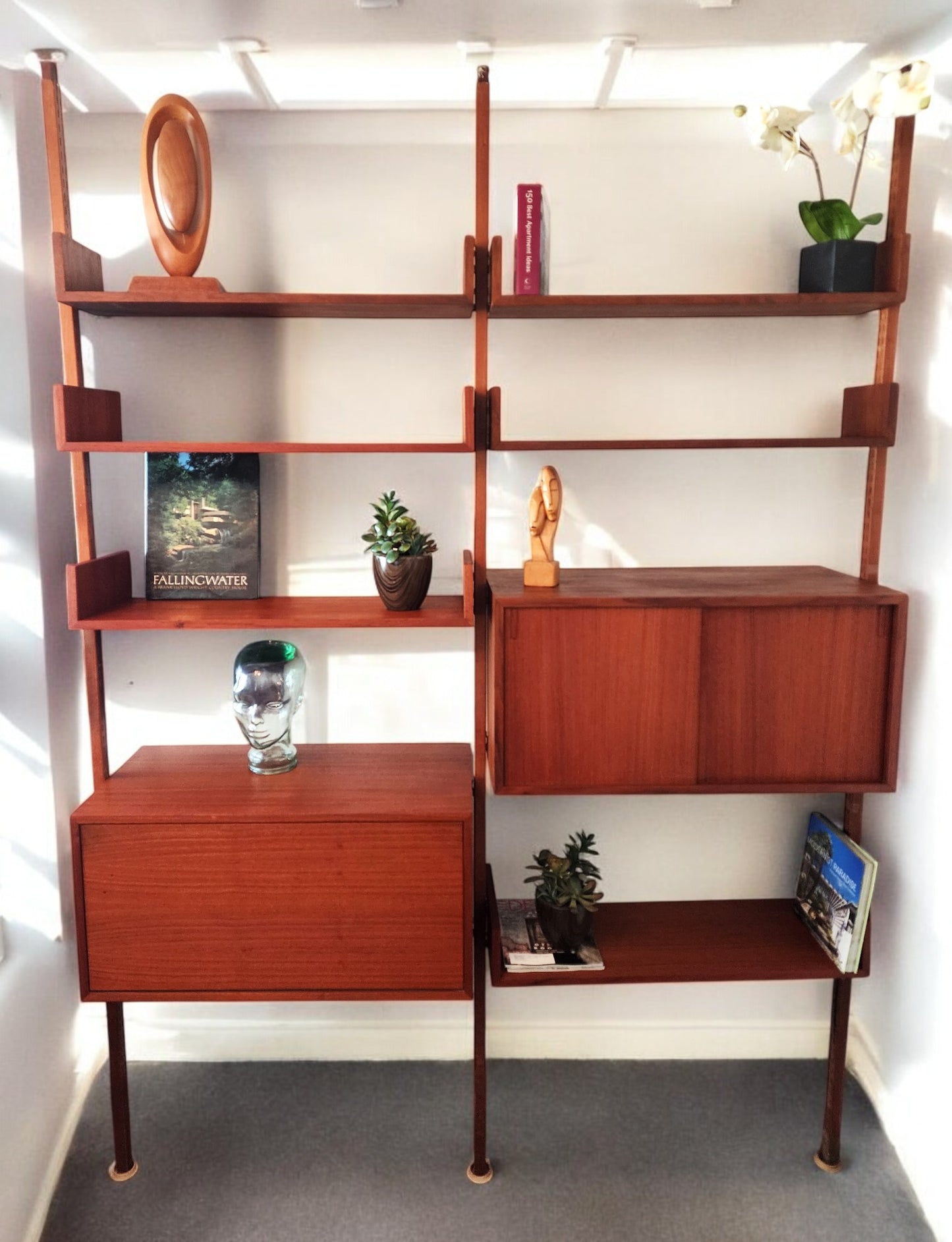 REFINISHED Mid Century Modern  Free-Standing Teak Modular Wall Unit by REFF , opt2