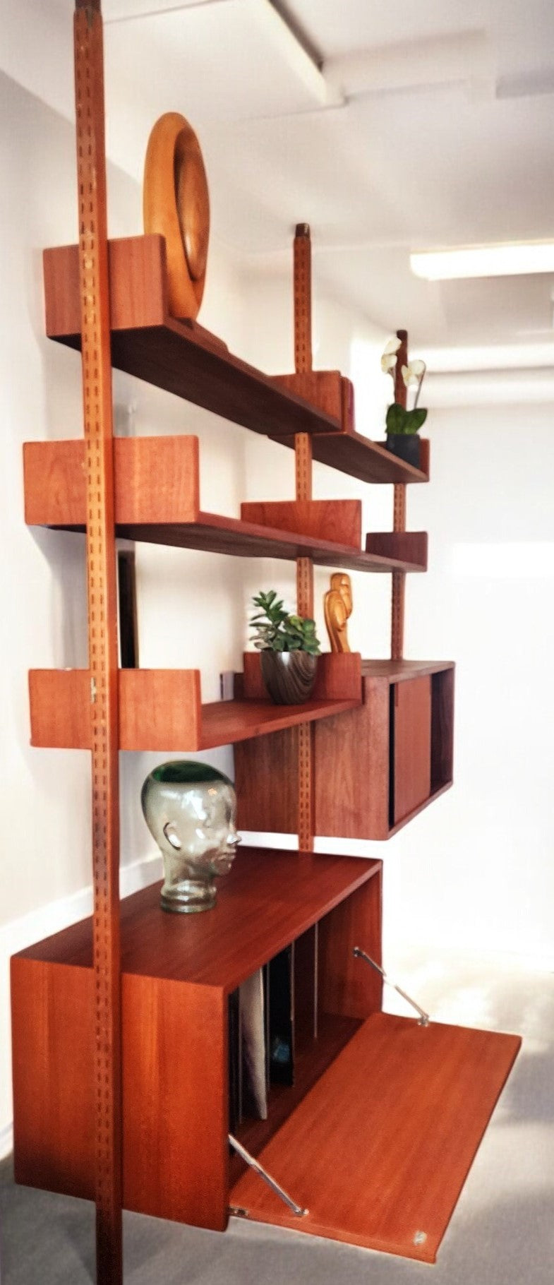 REFINISHED Mid Century Modern  Free-Standing Teak Modular Wall Unit by REFF , opt2