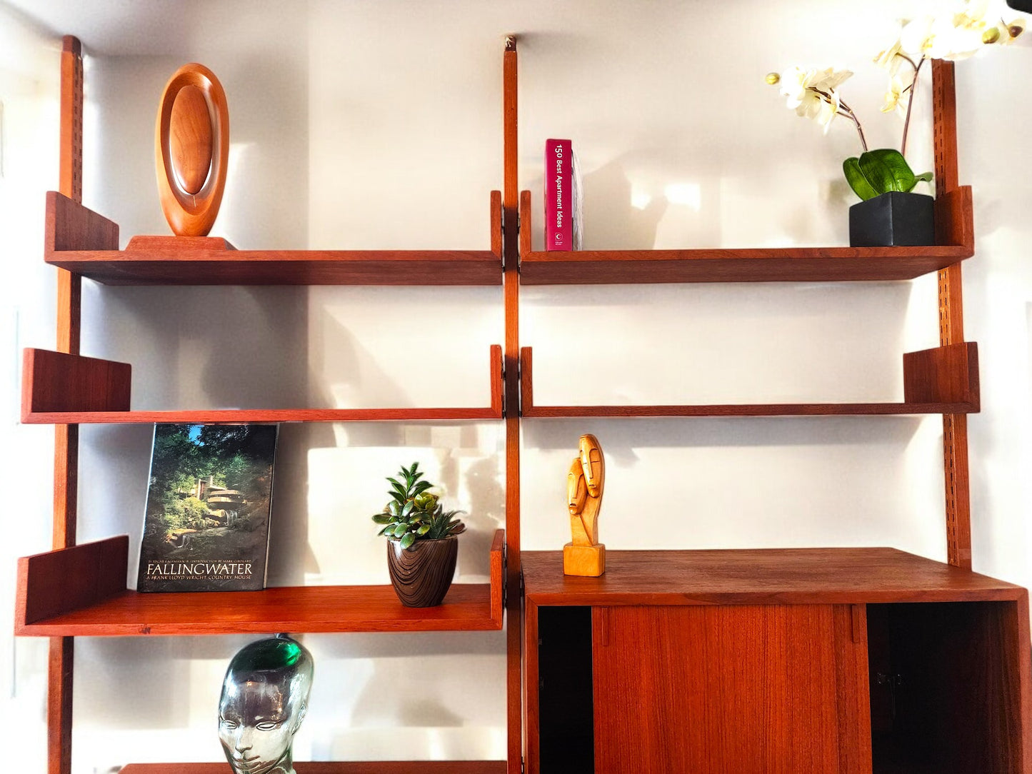 REFINISHED Mid Century Modern  Free-Standing Teak Modular Wall Unit by REFF , opt2