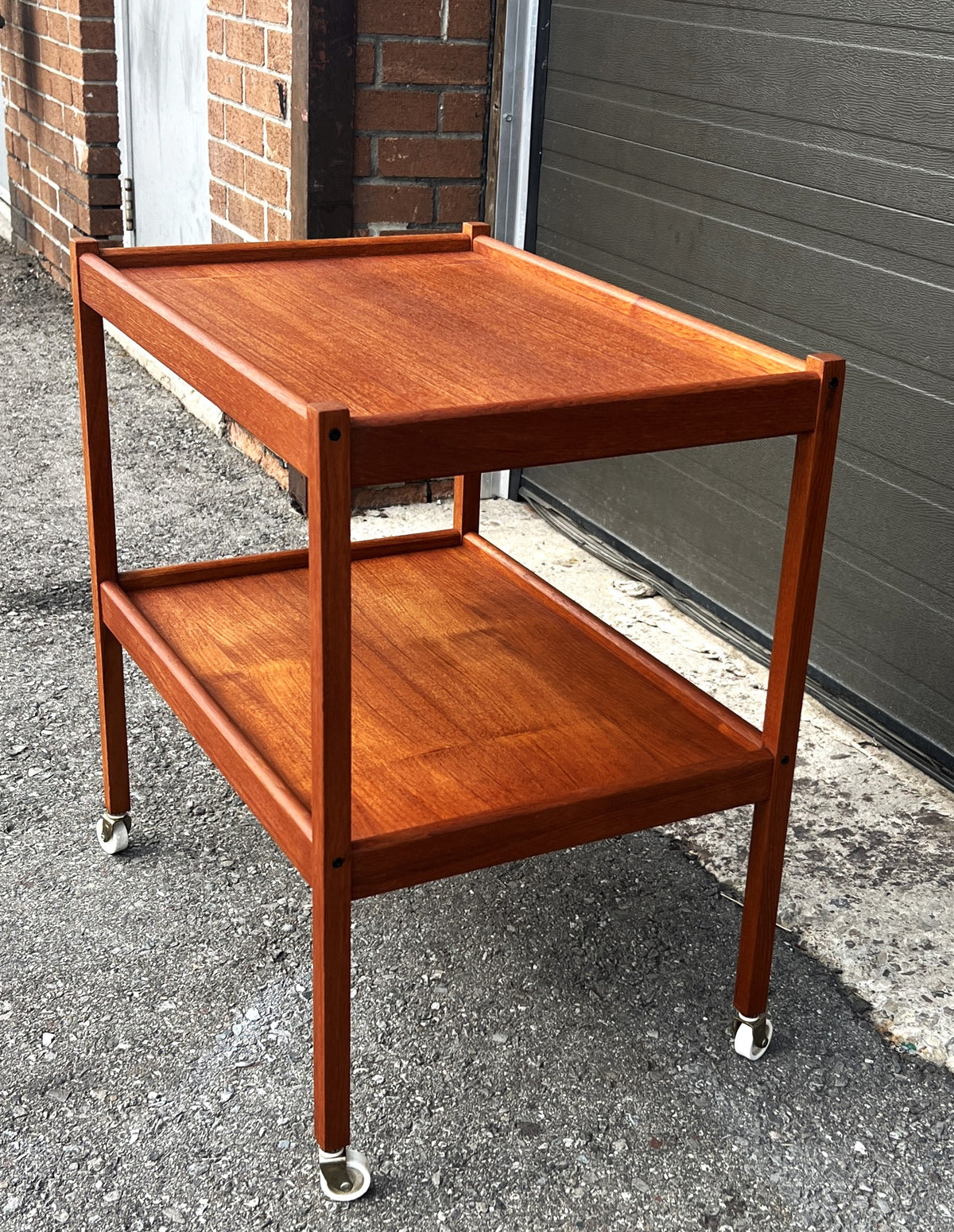 REFINISHED Mid Century Modern Teak Bar Cart