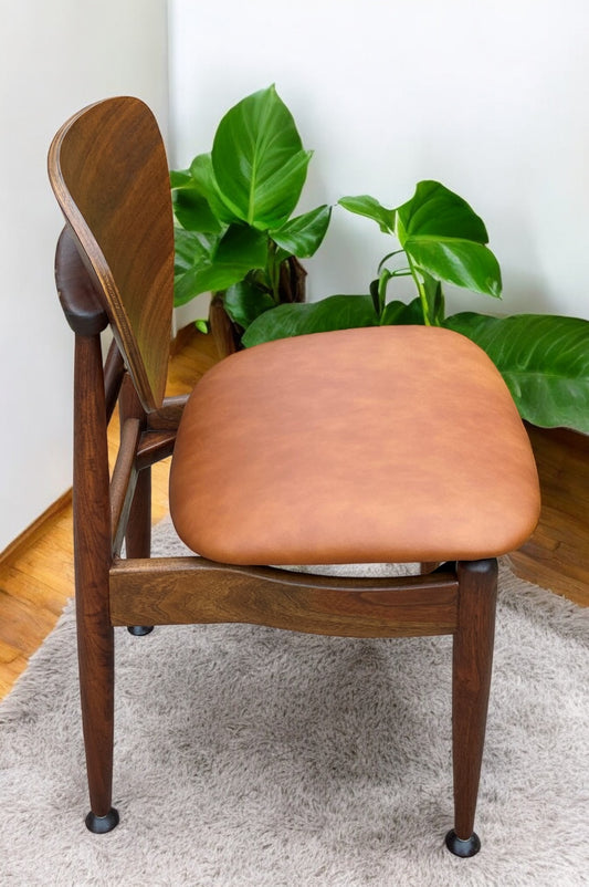 REFINISHED REUPHOLSTERED Finn Juhl for J.Stuart MCM Shield Back Chair in Leather