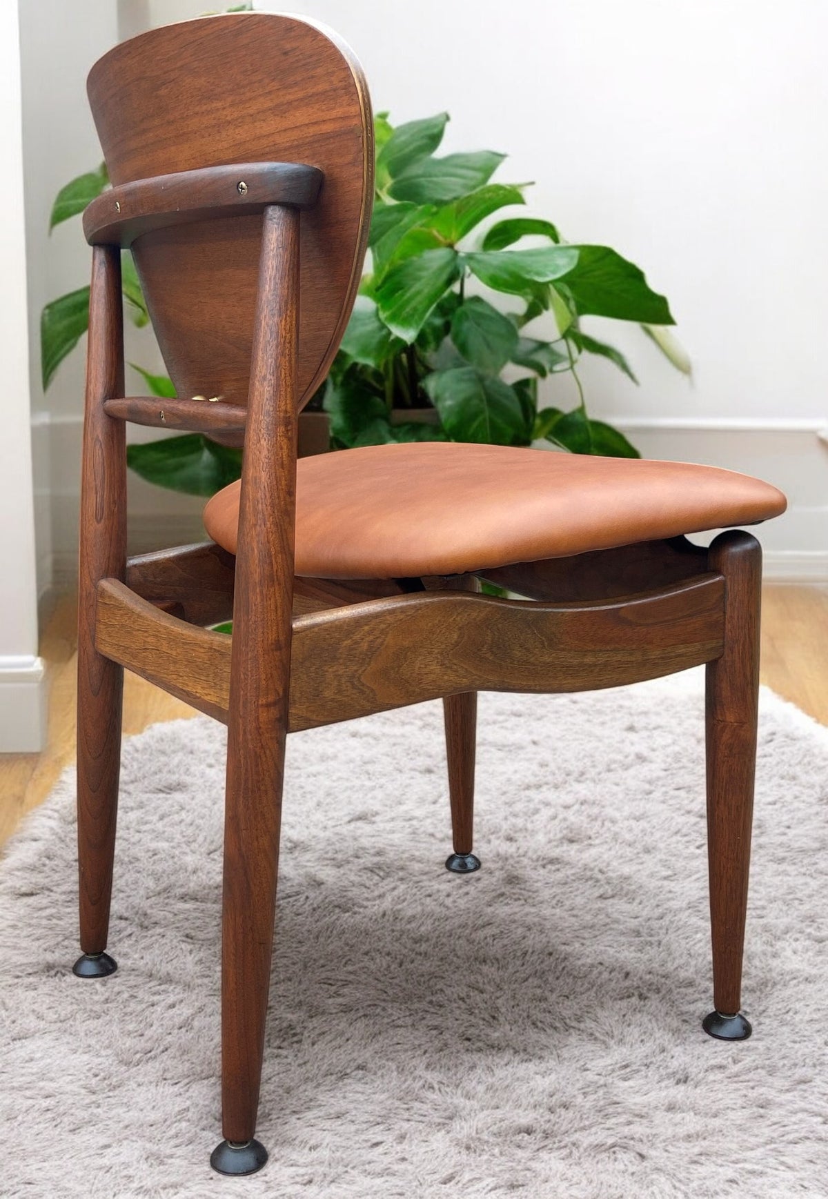 REFINISHED REUPHOLSTERED Finn Juhl for J.Stuart MCM Shield Back Chair in Leather