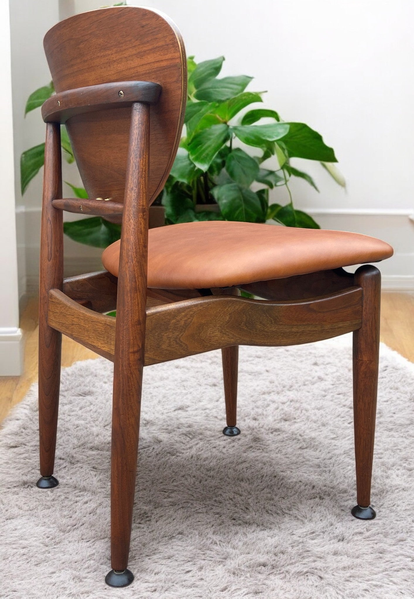 REFINISHED REUPHOLSTERED Finn Juhl for J.Stuart MCM Shield Back Chair in Leather