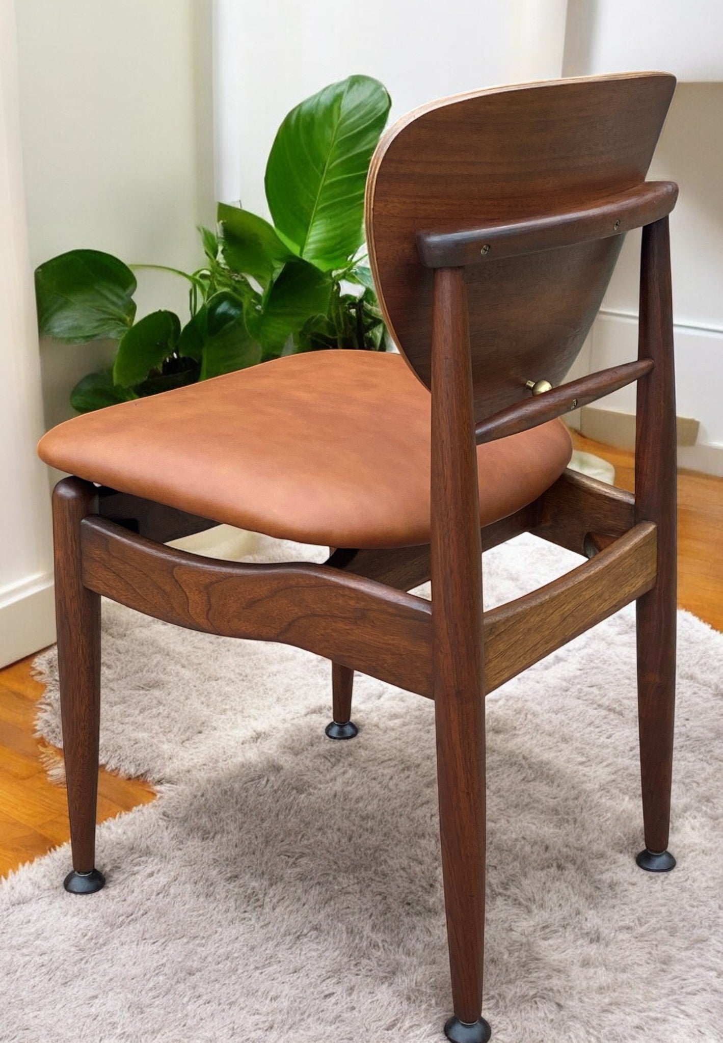 REFINISHED REUPHOLSTERED Finn Juhl for J.Stuart MCM Shield Back Chair in Leather