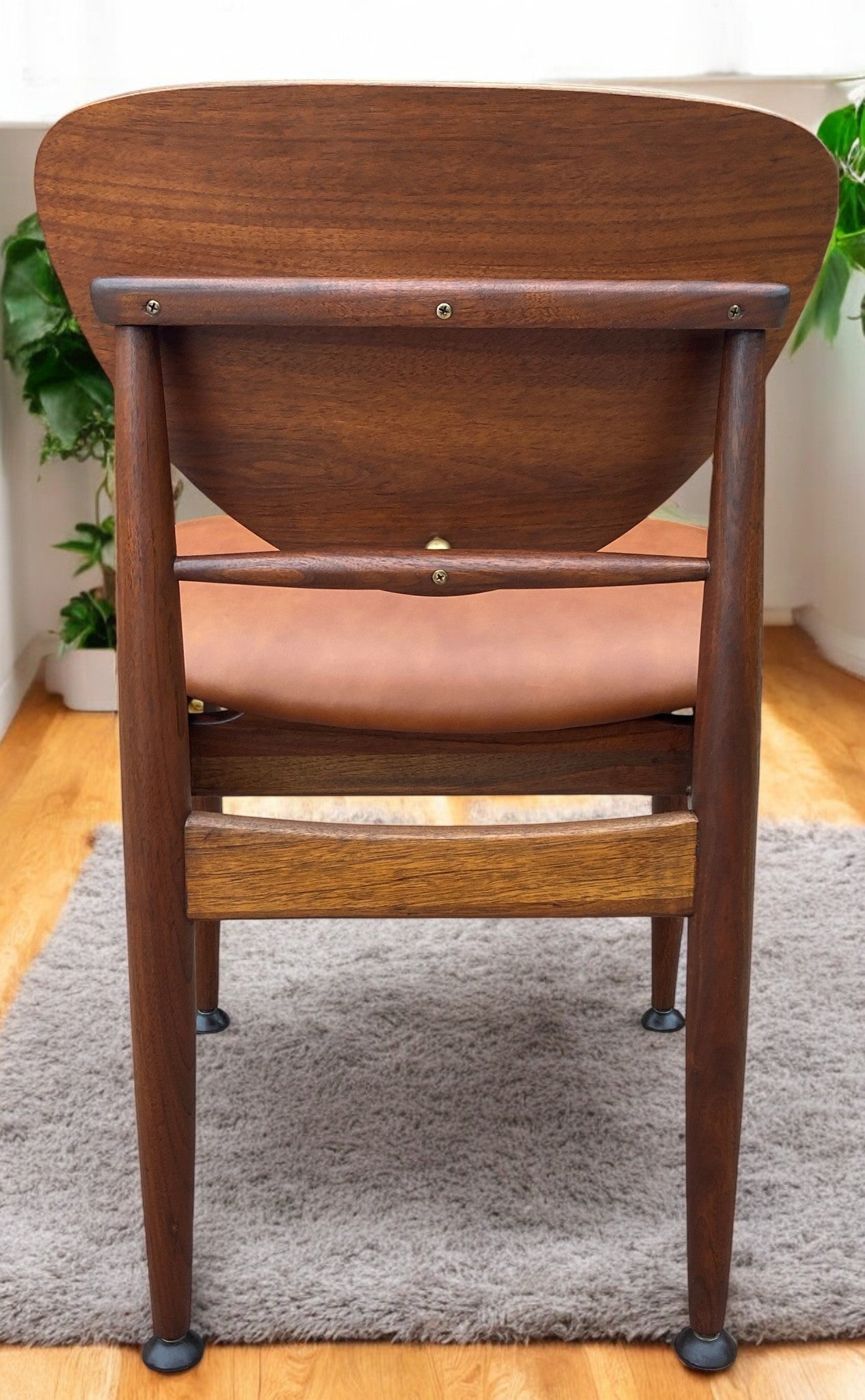REFINISHED REUPHOLSTERED Finn Juhl for J.Stuart MCM Shield Back Chair in Leather
