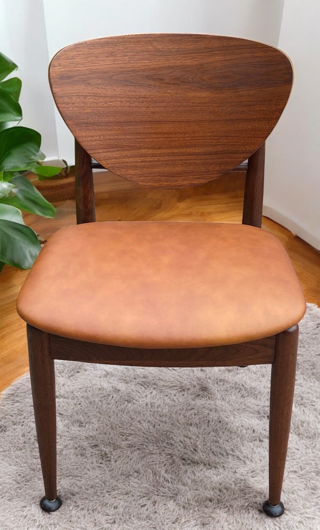 REFINISHED REUPHOLSTERED Finn Juhl for J.Stuart MCM Shield Back Chair in Leather