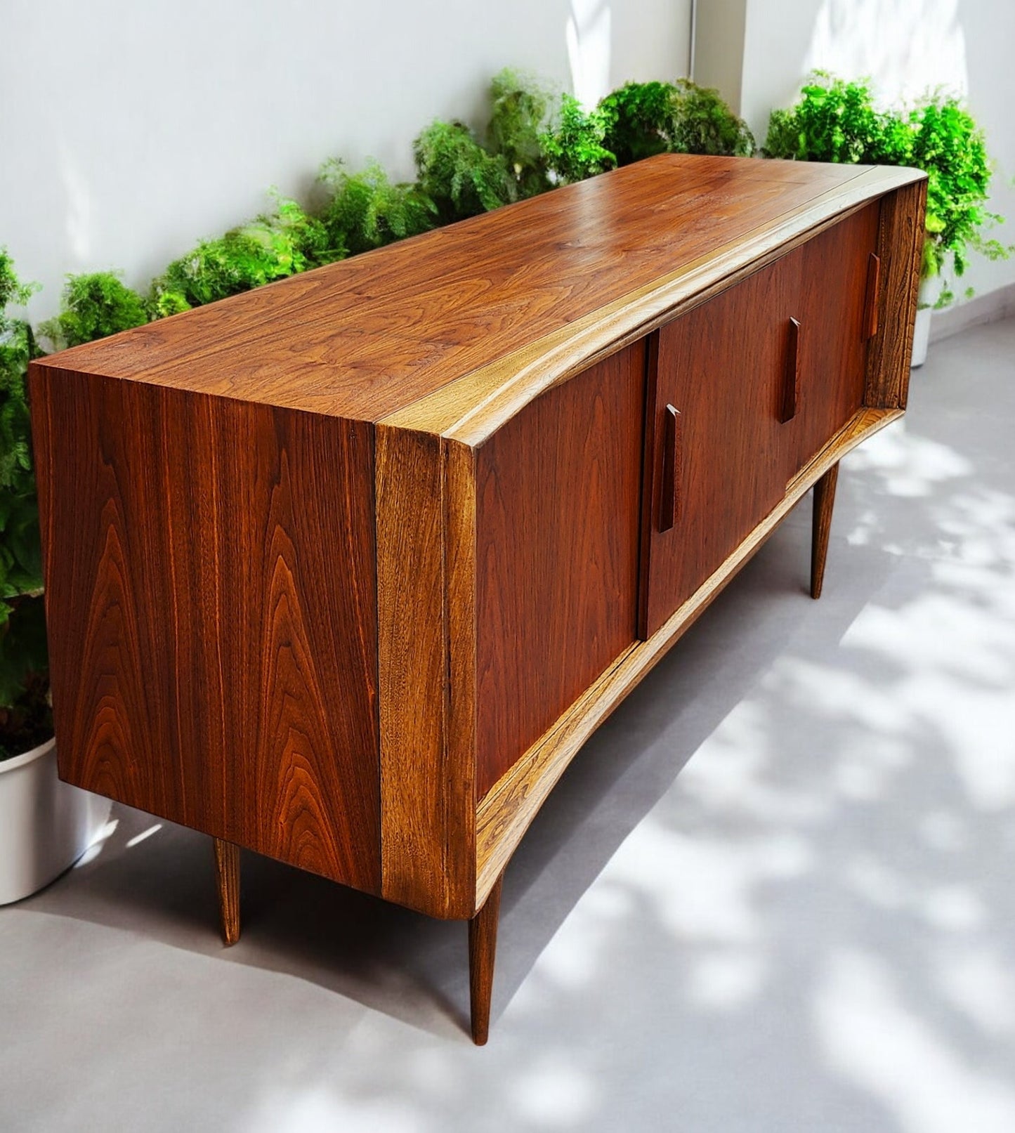 REFINISHED Walnut Mid Century Modern Credenza by Deilcraft 68"