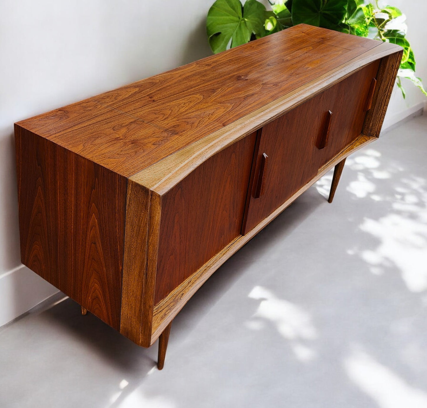 REFINISHED Walnut Mid Century Modern Credenza by Deilcraft 68"