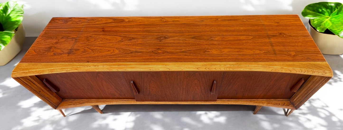REFINISHED Walnut Mid Century Modern Credenza by Deilcraft 68"