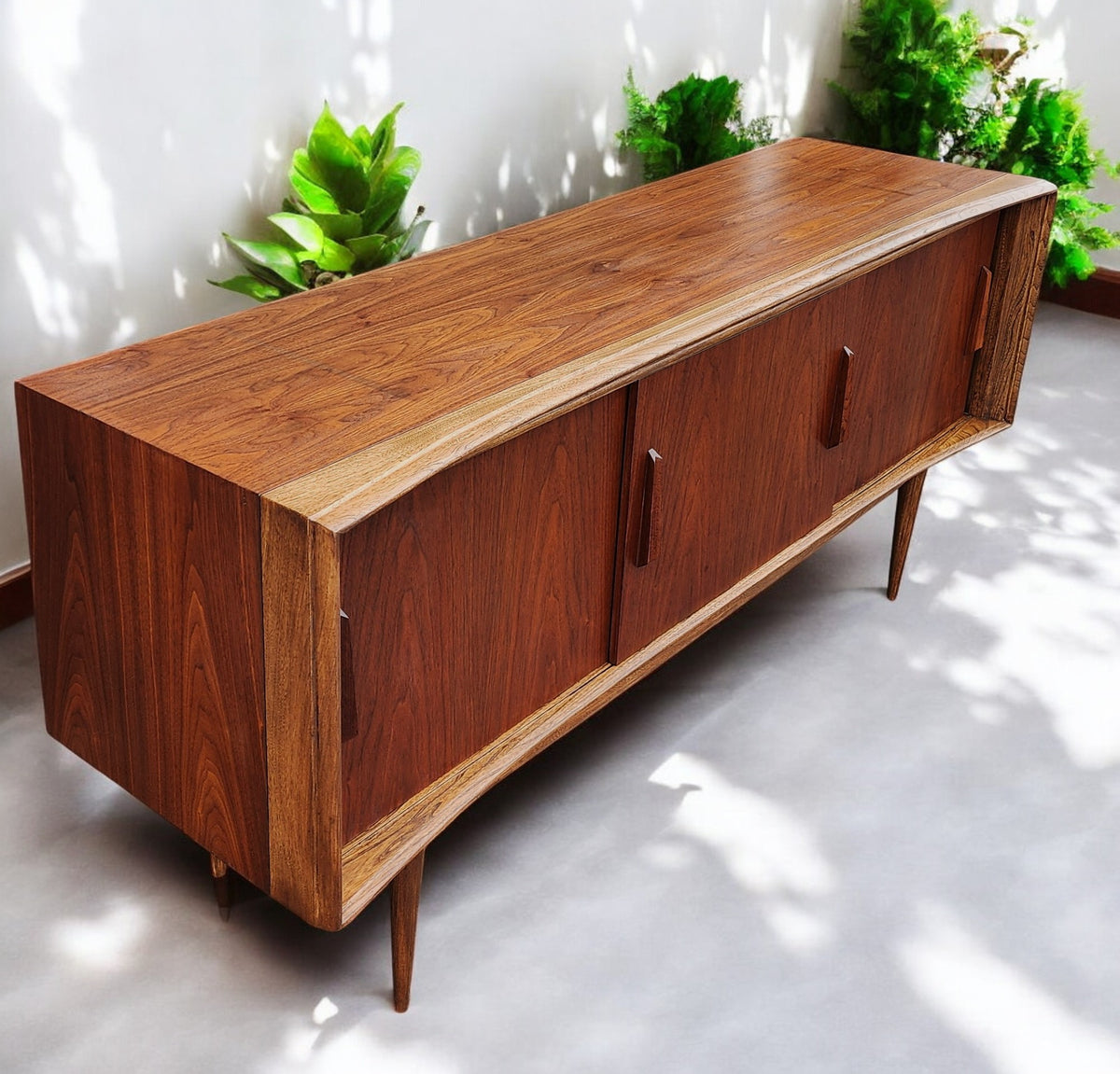 REFINISHED Walnut Mid Century Modern Credenza by Deilcraft 68