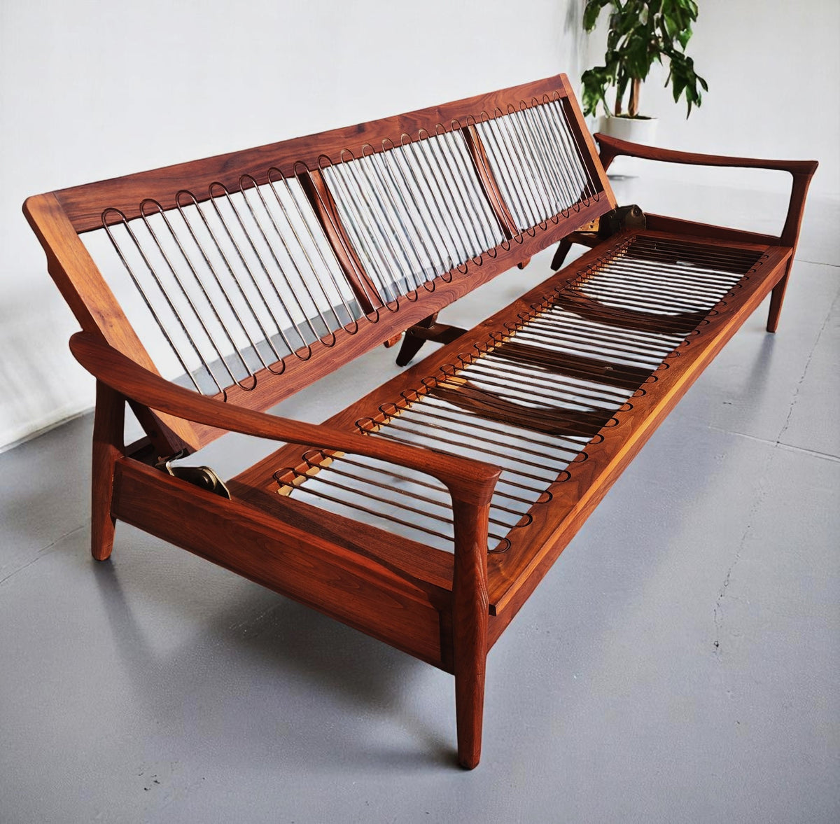Deposit for REFINISHED Mid Century Modern Solid Walnut Sofa - Bed will get NEW CUSHIONS