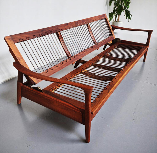 Deposit for REFINISHED Mid Century Modern Solid Walnut Sofa - Bed will get NEW CUSHIONS